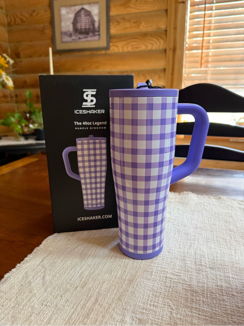 Purple Gingham ICESHAKER Legend 40oz Tumbler • LEAKPROOF